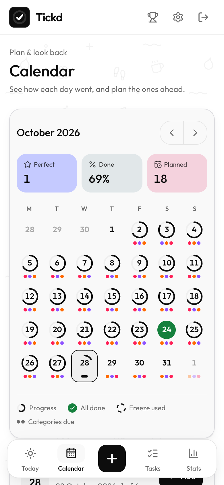 Calendar on a phone